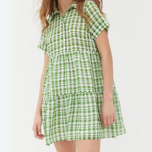 Urban Outfitters Green Gingham Mini Dress